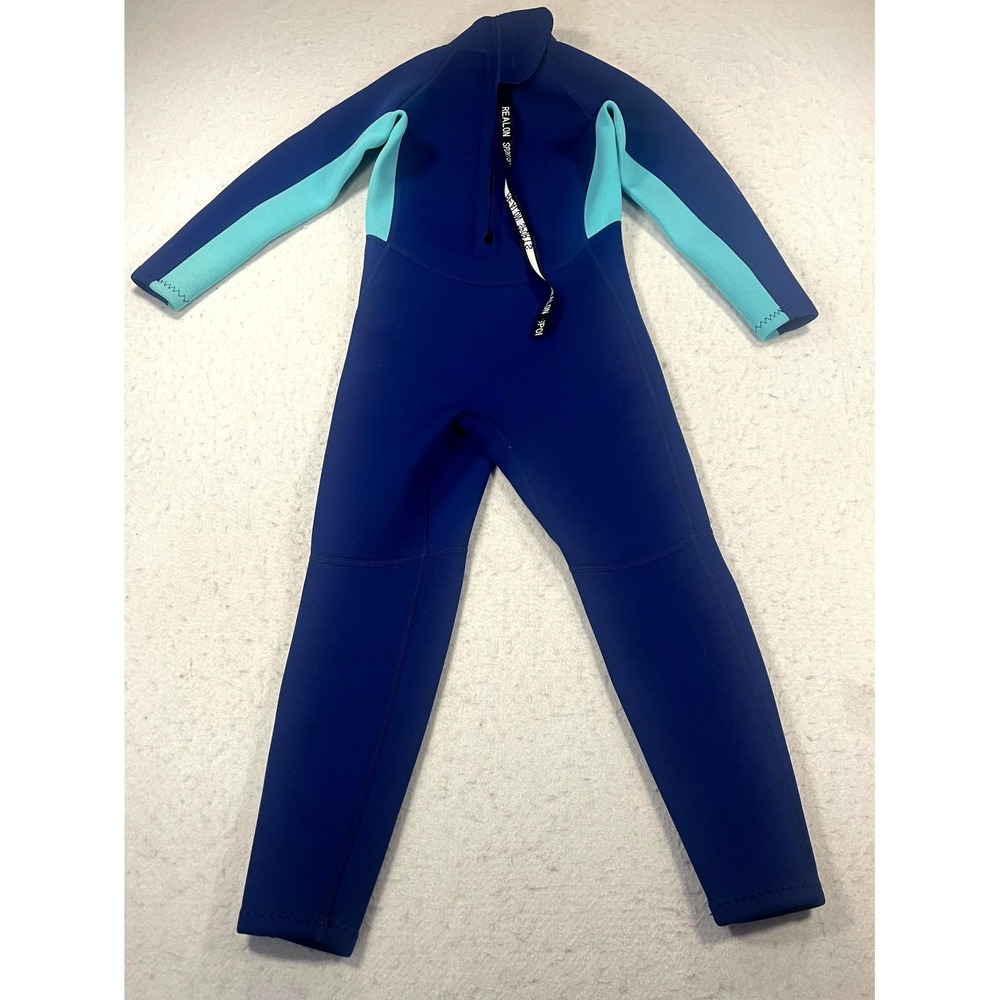 Realon Full Wetsuit Youth Small Blue Neoprene Back Zip Surf Swimming Diving